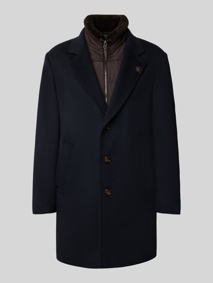 Produktfoto, Regular Fit Mantel aus Woll-Mix Modell 'Morris' von JOOP! COLLECTION in Dunkelblau, glatte Oberfläche, klassische Knopfleiste