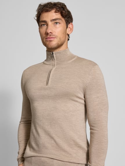 JOOP! COLLECTION Slim Fit Troyer aus reiner Schurwolle Modell 'Dario' Beige 3
