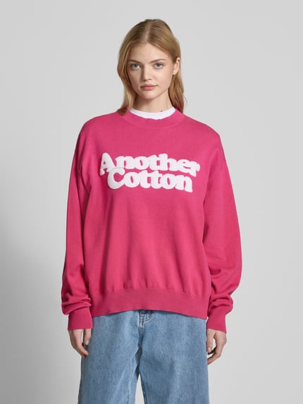 ANOTHER COTTON LAB Sweter z dzianiny o kroju oversized z detalem z logo Mocnoróżowy 4