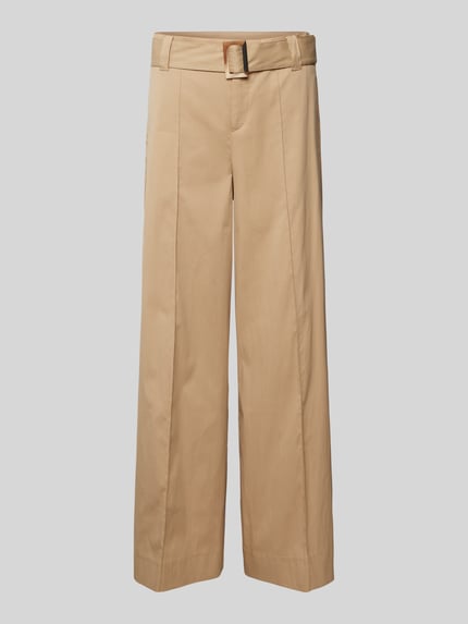 MAC Wide Leg Stoffhose mit fixierten Bügelfalten Modell 'CARLETTA' Beige 2