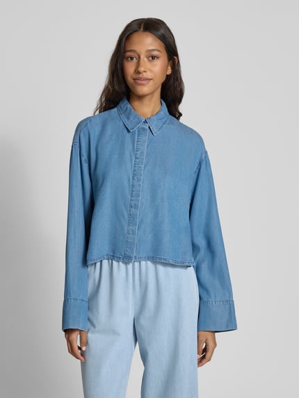 ONLY Regular fit overhemdblouse met kimonomouwen, model 'CHARIS' Jeansblauw - 4