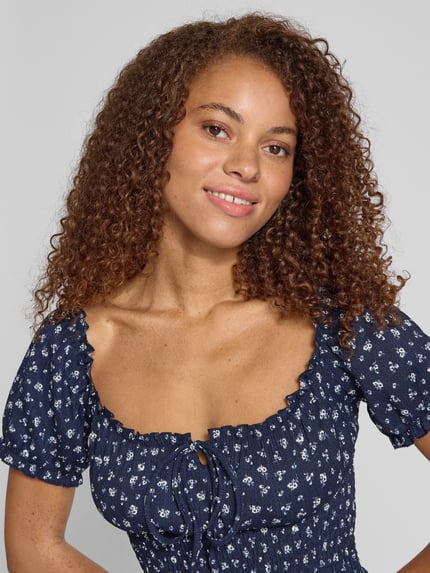 ONLY Regular Fit Top mit Allover-Muster Modell 'HILLARY' Marine 3
