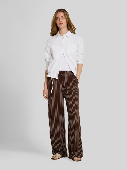 Tom Tailor Denim Wide Leg Hose aus reiner Viskose Schoko Melange 1