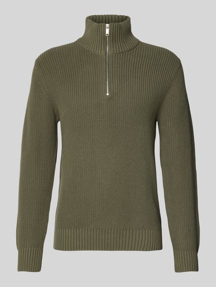 MCNEAL Strickpullover mit Troyer-Kragen Oliv 2