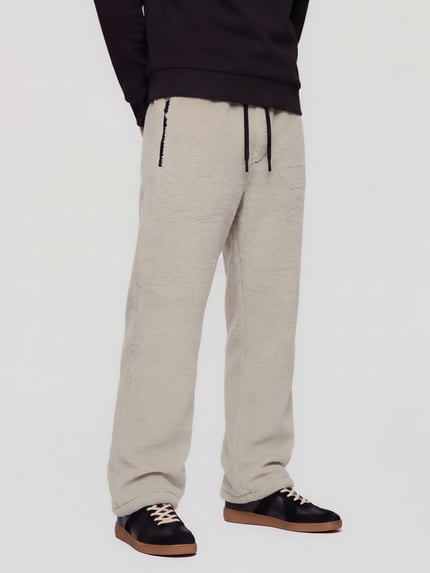 BOSS Green Regular Fit Sweathose mit Fleece-Struktur Offwhite 4