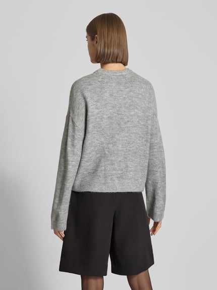 ONLY Regular Fit Strickpullover mit Rundhalsausschnitt Modell 'SIMONI' Mittelgrau Melange 5