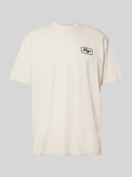 HUGO Blue T-shirt z wyhaftowanym logo model ‘Nampie’ Złamany biały 2