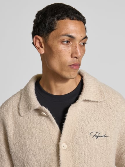 PEGADOR Strickjacke mit Umlegekragen und Label-Stitching Ecru 3