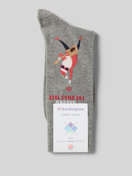 Burlington Socken mit Motiv Modell 'Rocking XMas' Mittelgrau 3