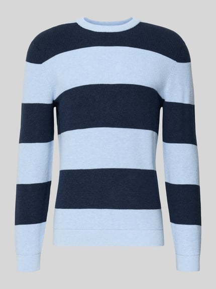 MCNEAL Strickpullover mit Streifenmuster und Rundhalsausschnitt Bleu Melange 2