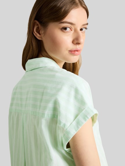 Tom Tailor Denim Relaxed Fit Bluse aus reiner Baumwolle Schilf 3