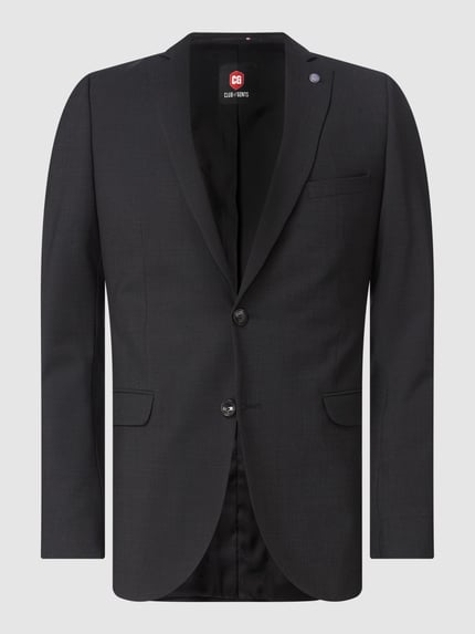 CG – CLUB of GENTS slim fit 2-knoops colbert met stretch model 'Caden' Donkergrijs - 1