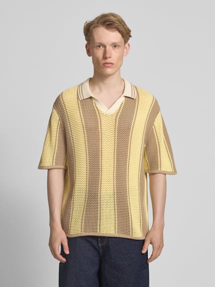 JACK & JONES Gebreid shirt met polokraag, model 'ACAPULCO' Geel - 4