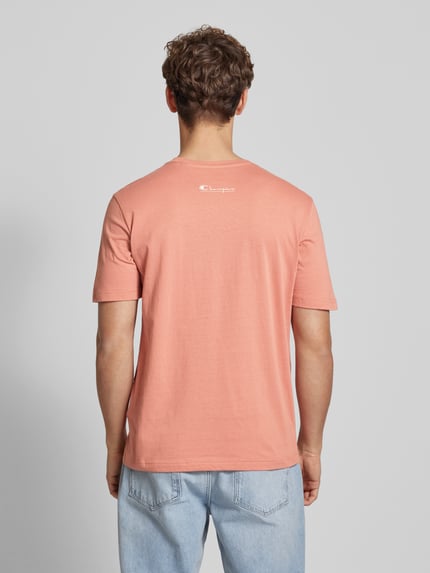 Champion T-shirt z detalami z logo Morelowy 5