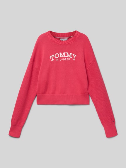Tommy Hilfiger Teens Loose fit gebreide pullover van puur katoen Fuchsia - 1