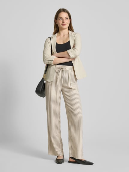 VERO MODA Loose Fit Bundfaltenhose aus Viskose-Leinen-Mix Modell 'JESMILO' Beige 1