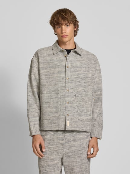 BLKVIS Relaxed Fit Hemdjacke mit Strukturmuster Offwhite 4