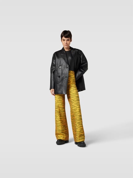 Victoria Beckham Stoffen broek met dierenprint Geel gemêleerd - 1
