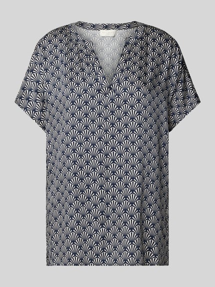 Milano Italy Regular fit blouseshirt met tuniekkraag Marineblauw - 2