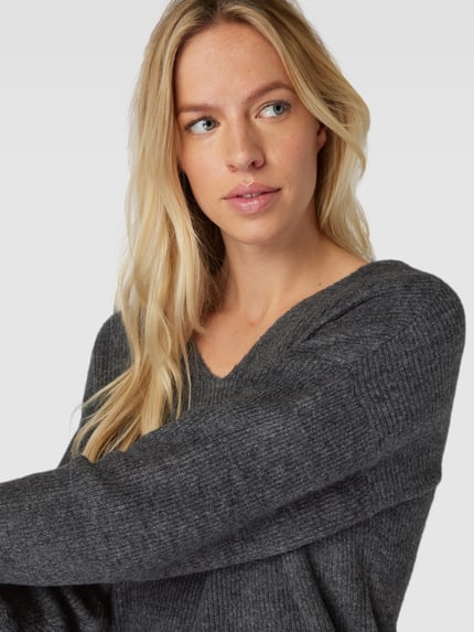 VERO MODA Strickpullover mit Strukturmuster Modell 'CREWLEFILE' Mittelgrau 3