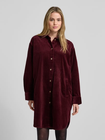 Jake*s Casual Knielanges Hemdblusenkleid aus Cord Aubergine 4