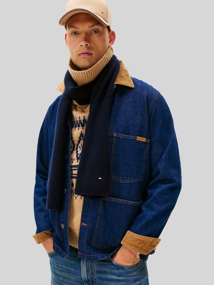 Tommy Hilfiger Schal aus Wolle Kaschmir mit Logo-Detail Marine 1