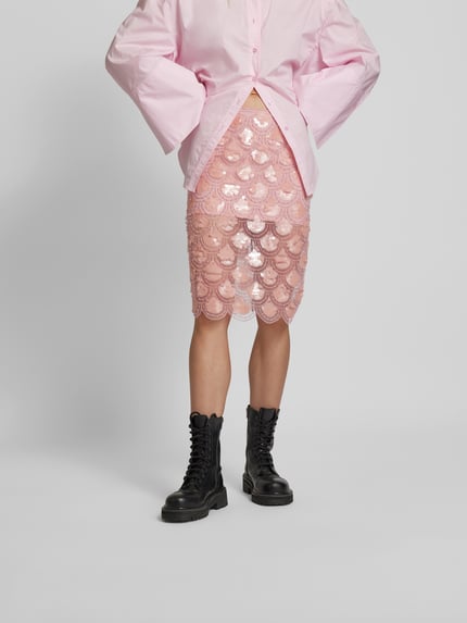 ROTATE Knie-lange rok met pailletten Roze - 4