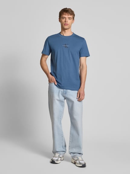 Calvin Klein Jeans T-Shirt mit Rundhalsausschnitt und Label-Stitching Jeansblau 1