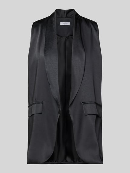 Produktfoto, Weste mit Schalkragen Modell 'So44firiaa' von ZABAIONE in Schwarz, seidig glänzende Oberfläche, Pattentaschen, Regular-Fit, glatte Textur