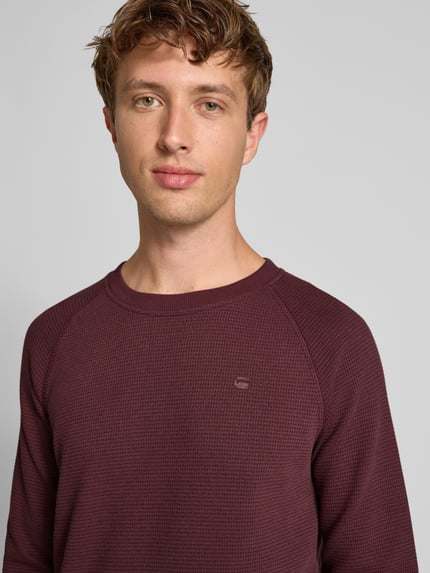 G-Star RAW Bluzka z długim rękawem o kroju regular fit z efektem dzianiny model ‘Jirgi’ Bordowy 3