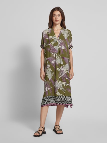 LIEBLINGSSTÜCK Sukienka midi z kołnierzem z lamówką model ‘Roana’ Khaki 4