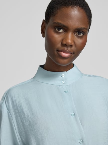 OPUS Cropped Langarmbluse mit Stehkragen Aqua 3