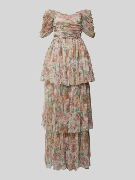 Lace & Beads Abendkleid mit Smok-Detail Rose 2