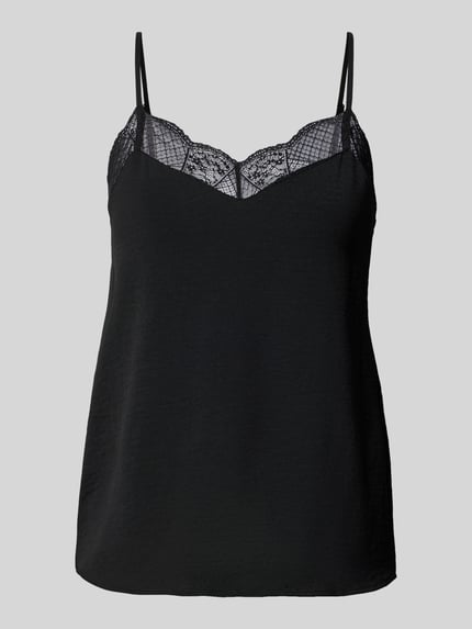PIECES blousetop met kanten afwerking in relaxed fit model 'TIFFANY' Zwart - 2