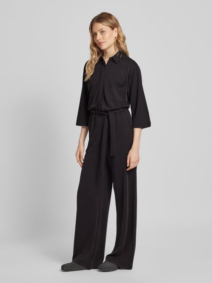 Jake*s Casual Jumpsuit mit Bindegürtel und Brusttasche Black 1
