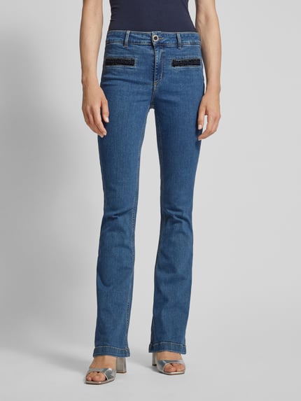 Liu Jo White High waist flared jeans met riemlussen Jeansblauw - 4