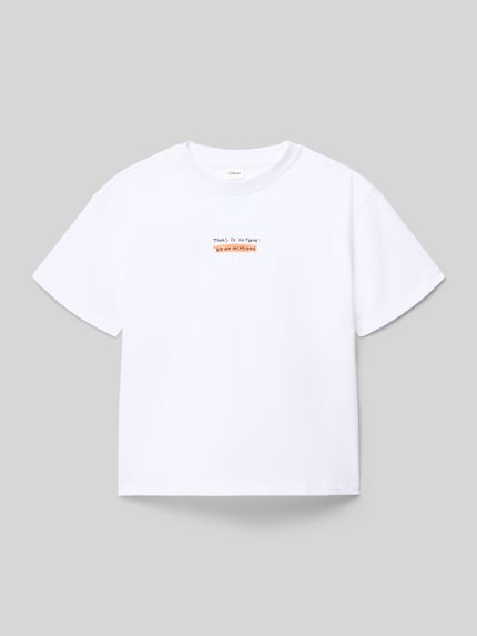 Produktfoto, Regular Fit T-Shirt aus reiner Baumwolle von s.Oliver RED LABEL, biały, jednolity, motyw nadruk, krój regular fit, bawełna, jersey
