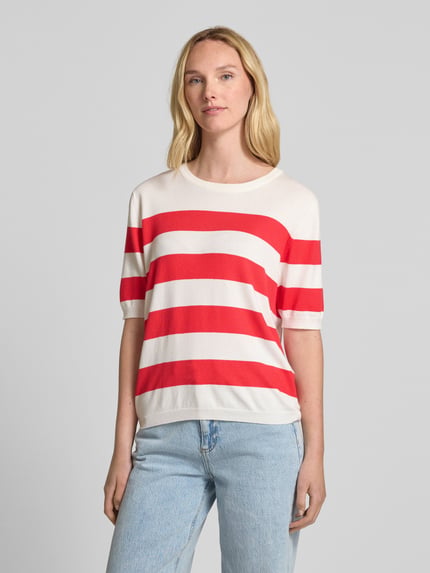 FREE/QUENT Sweter z dzianiny z prążkowanymi wykończeniami model ‘Pixie’ Czerwony 4