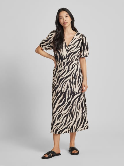 OBJECT Blouse van viscosemix met all-over motief Zwart - 1