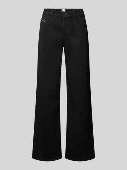 Produktfoto, Regular Fit Jeans mit Zierdetail Tasche Modell 'Maine' von BRAX, unifarbene schwarze Denim mit Nähten, 5-Pocket-Design, Knopfverschluss