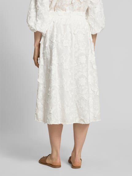 Christian Berg Woman Midirock mit Motiv-Stitching Offwhite 5