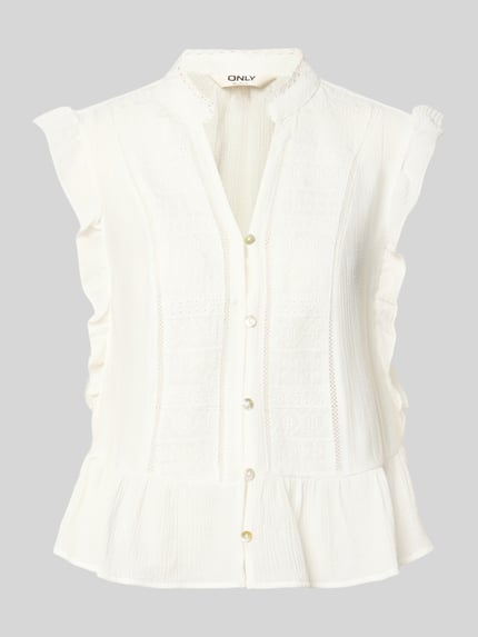 Productfoto, Regular Fit Blusentop uit viscose-mix model 'HENNY' van Only, effen, tuniekhals, gehaakte details, mouwloos, volantzoom