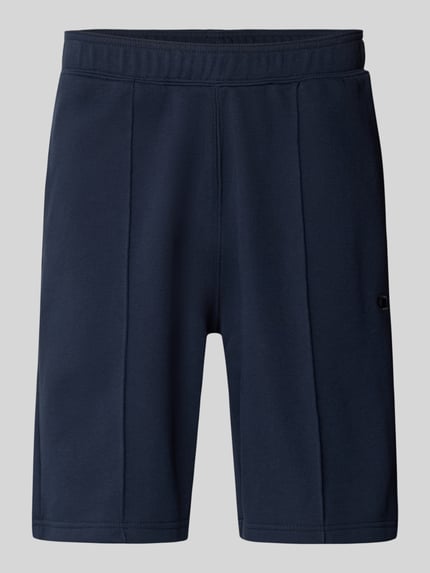 Produktfoto, Bermudas mit elastischem Bund und Label-Stitching von CHAMPION in Dunkelblau, Baumwoll-Mix, Regular-Fit, Längsnähte