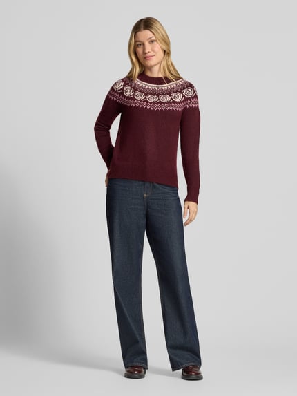 VERO MODA Pullover mit kontrastreichem Rundhalsabschluss Dunkelrot 1