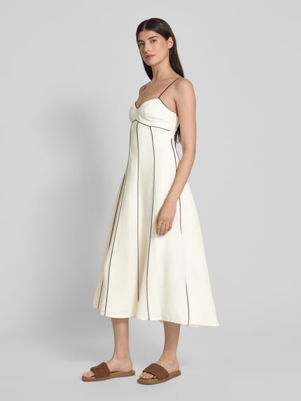 Forever New Leinencocktailkleid mit Spaghettiträgern Weiss 1