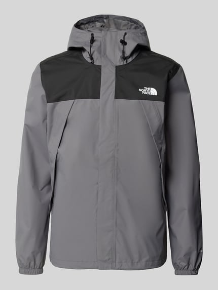 Produktfoto, Jacke mit Label-Print Modell 'ANTORA' von The North Face, grau mit schwarzen Partien, Reißverschlusstaschen, glatte Textur