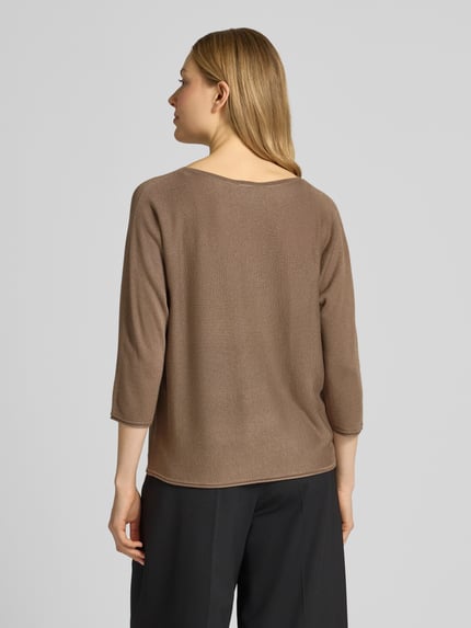 s.Oliver BLACK LABEL Relaxed Fit Strickpullover aus Viskose-Mix mit Glitzergarn Mittelbraun 5