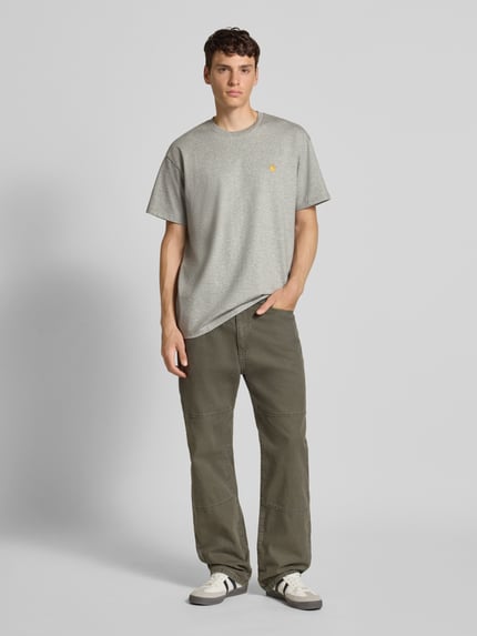 Carhartt Work In Progress T-shirt met labelstitching Lichtgrijs gemêleerd - 1