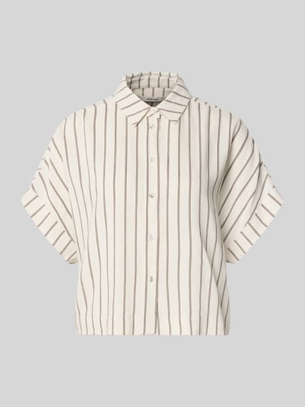 Selected Boxy Fit Leinenbluse mit Allover-Muster Modell 'VIVA' Ecru 2