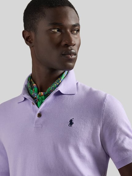Polo Ralph Lauren Regular Fit Poloshirt aus reiner Baumwolle Violett 3